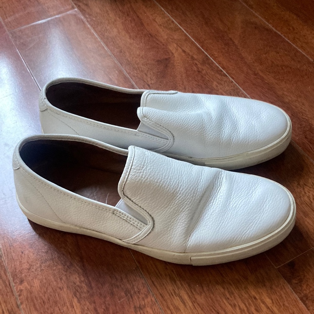 Frye White Leather Slip-On Shoes